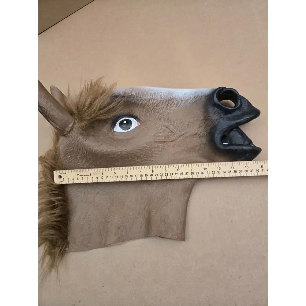 Adult Horse Head Halloween Mask Animal Cosplay Costume Party EUC